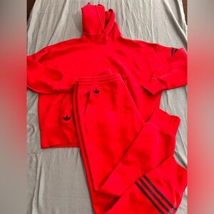 Adidas Originals Red Hoodie and Joggers Set